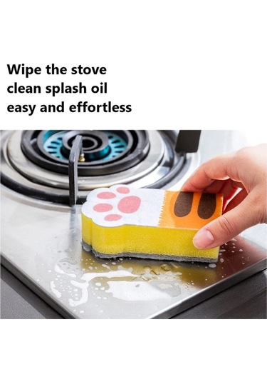 10 Adet-mutfak Bulaşık Deterjanı Toplayıcı Kalınlaşmış Kedi Pençe Sünger Ovma Bulaşık Yıkama Fırçası Renkli Temizleme Fırçası