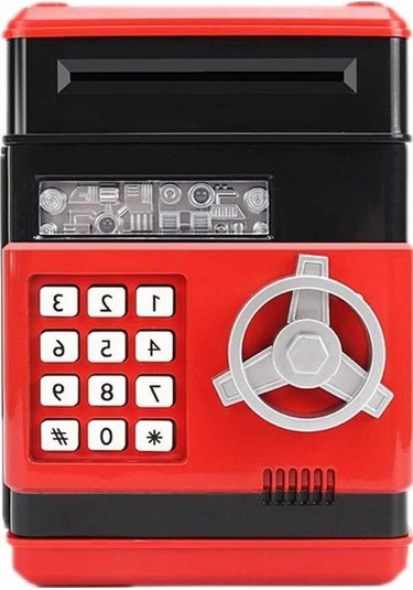 Tongxida Şifreli Kasa Çocuk Tasarruf Makinesi, Kırmızı-siyah Renk