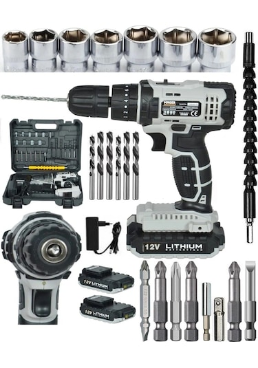 Mager ZY-03G 12V Çift Akülü Darbeli Matkap- 24 Parça setli