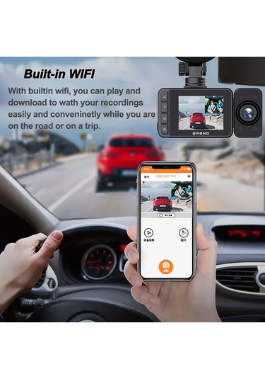 A18 Wifi Araç Kamerası Ön Ve Arka İç Çift Kameralı Araba Dvr, Gece Görüşlü Park Modu