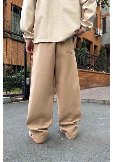 Flaw Bel Lastikli Baggy Gabardin Pantolon Vizon VİZON