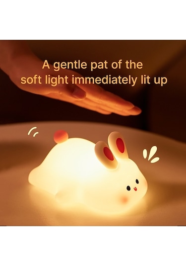 Maoyaya Sevimli Tavşan Şekilli Mini Rgb Gece Lambası Çocuk Başucu Işığı Karartma Silikon Çok Renkli