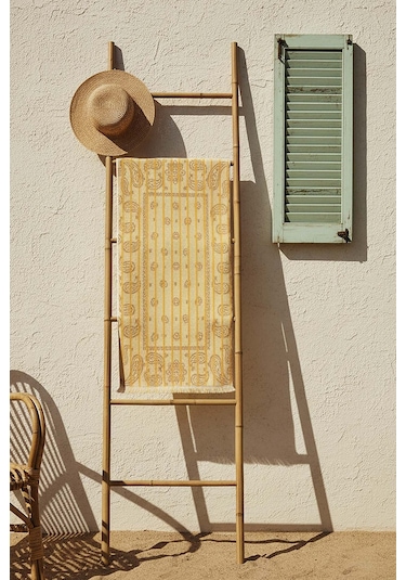 Sarı Retro %100 Pamuklu Plaj Havlusu 70x140 Cm