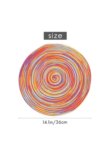 Ulzyvf Yuvarlak Yemek Set Renkli Renkli Paspaslar Örtüsü Örgülü Mutfak Masası Çok 6'lı Vh Çok Renkli