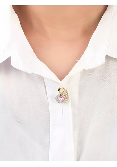 Bijoubijou Kadınlar İçin Broşlar 2 Adet Kuğu 250557527 Altın Rengi