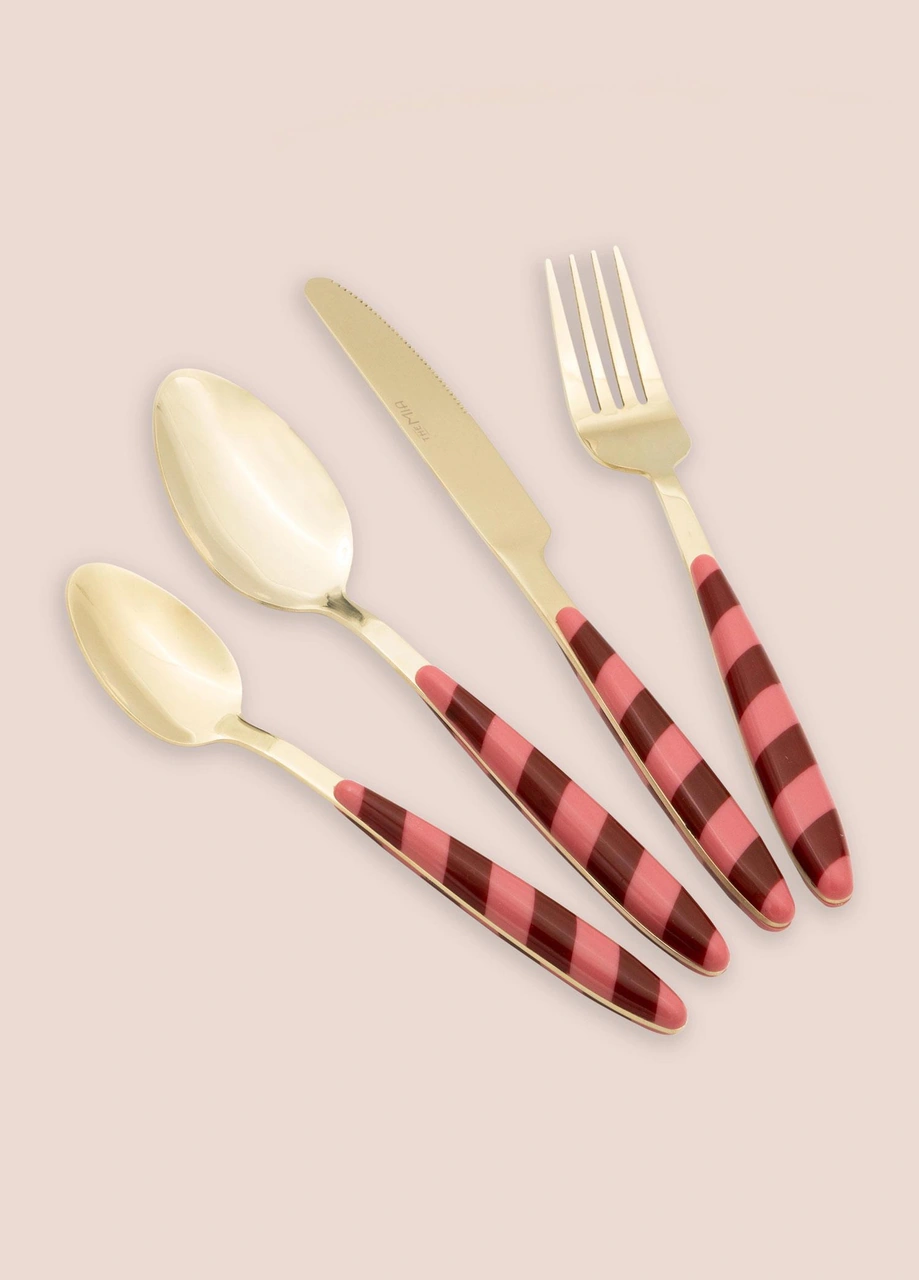 The Mia Joy Çatal Kaşık Bıçak Takımı Pembe Gold 24 Parça Çok Renkli