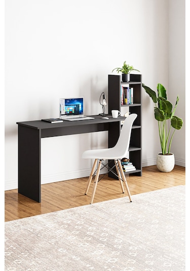 Kitaplıklı Fonksiyonel Çalışma Masası Antrasit Gri