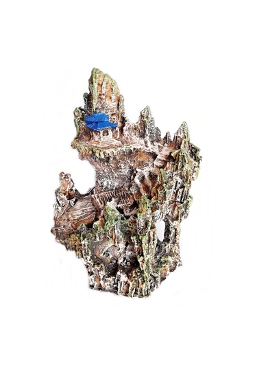 Şatolu Kaya Akvaryum Dekoru 22 Cm - Renk Lacivert