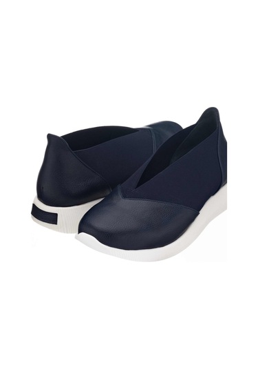 41-42-43-44 Numaralarda A1357 Lacivert Lastikli Ortopedik Rahat Taban Günlük Büyük Numara Kadın Ayakkabı Lacivert