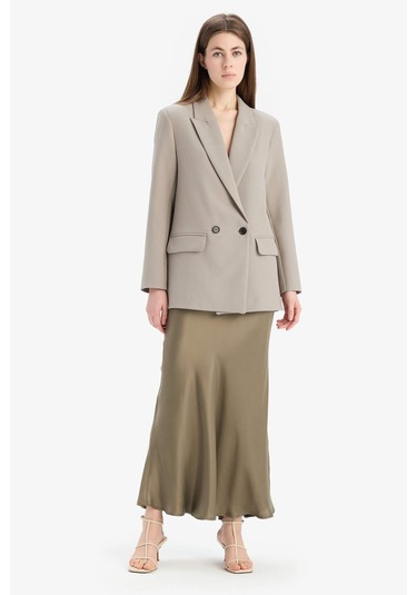 DeFacto A Kesim Normal Bel Saten Midi Etek B1867AX25SPKH474 Haki