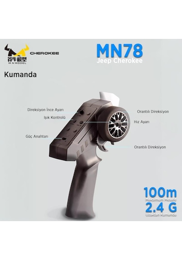Mn Model Mn78 1/12 Jeep Cherokee 4x4 Rc Model Crawler Offroad Truck Uzaktan Kumandalı Araba Rtr Mavi+dahili Işık Seti