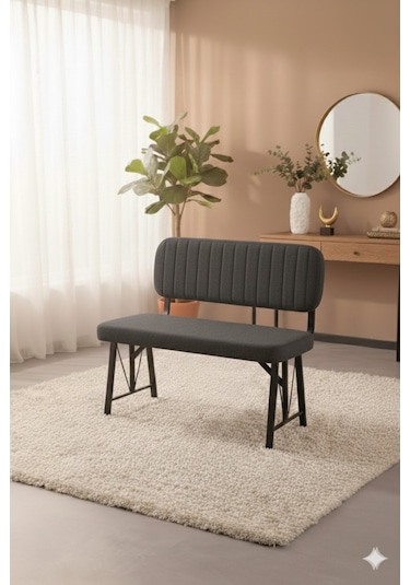 Elfin Mutfak , Yemek Odası Bahçe Balkon Otel Restoran Kafe Bench, Puf, Sırtlı Bench -1 Adet Antrasit Antrasit