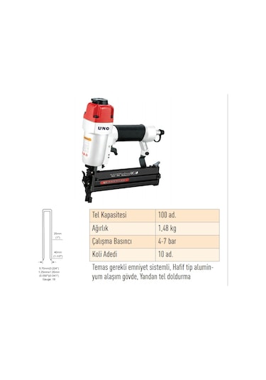 Uno & 9040 U Zımba Tabancası 25-40 MM Haf. Tip.