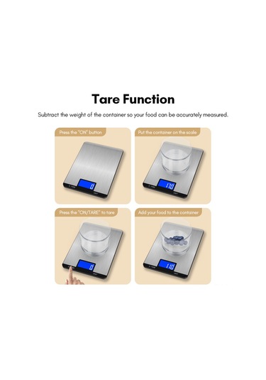 Folinda Dijital Mutfak Terazi 10kg Hassas Ölçüm, 7 Birim, Lcd Ekran, Tare Fonksiyonu, Çelik Üst, Usb Şarjlı Siyah