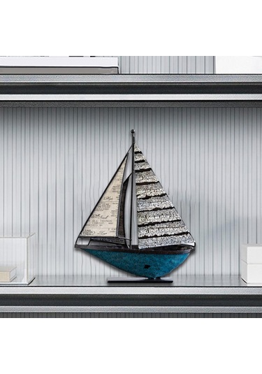 Suntek Yelkenli Tekne Dekor El Sanatları Metal Gemi 20x7x27cm