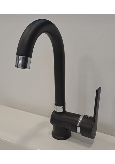 Kerasus Ruby Serisi - Mix Kuğu Lavabo Bataryası Mat Siyah 35ø