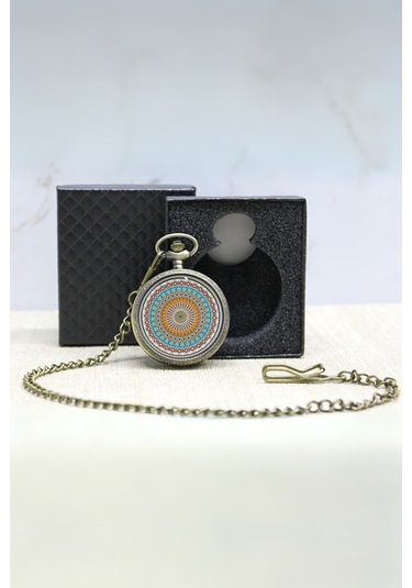 Büro Ev Ofis Hediyesi İçin Kutulu Antik Mandala Figür Köstekli Saat