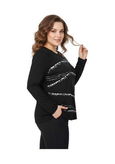 Wearon Kadın Siyah Sıfır Yaka Taşlı Bluz Bgl-st05155 Siyah