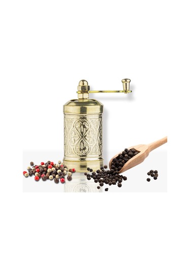 Sarı Zamak Karabiber El Değirmeni Öğütücü Grinder 8 Cm Sarı