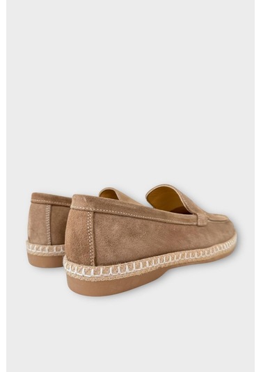 Erkek Hakiki Süet Deri Espadril Ayakkabı Bej Bej