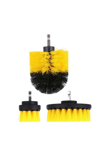 Ulzyvf 3 Parça Sarı Matkap Fırça Seti - Mutfak & Banyo Temizliği İçin Dayanıklı Sarı, Mutfak & Banyo İçin Sarı