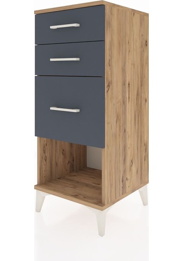 Hyperion Komodin 3 Çekmeceli 44x44x106 Çam-antrasit Çam