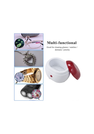 Gajeena Portatif Ultrasonik Temizleyici - Gümüş, Bilezik, Saat, Cam Temizliği - Abs Malzeme - Aa Pil Dahil Değil