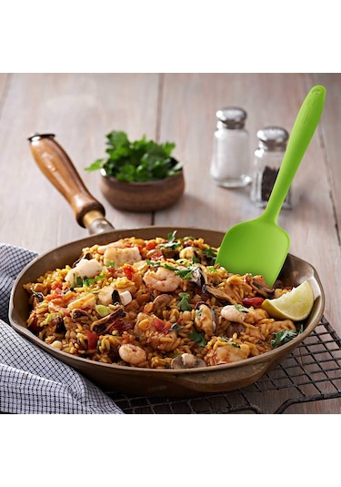 3lü Yeşil Silikon Kaşık Seti Isıya Dayanıklı Yanmaz Yapışmaz Çizm