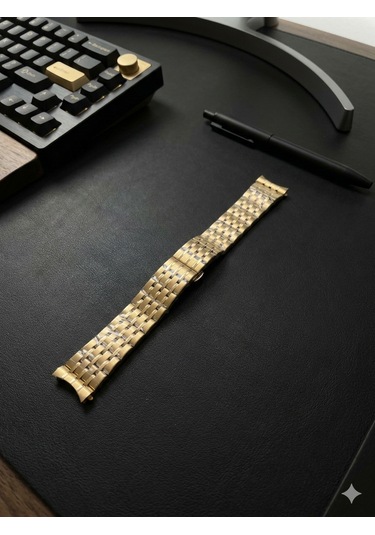 20mm Çapında Ucu Kavisli Gold Renk Çelik Saat Kordonu Altın
