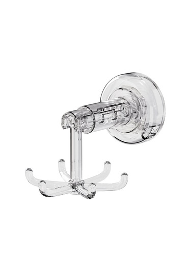 Reedark Banyo Sıçramalı Altı Ayar Rotatif Kanca - Delme Yok Duvar Takımı - Çok Amaçlı Aksesuar, Saç İpi Saklama Rafı Şeffaf Gri Diğer