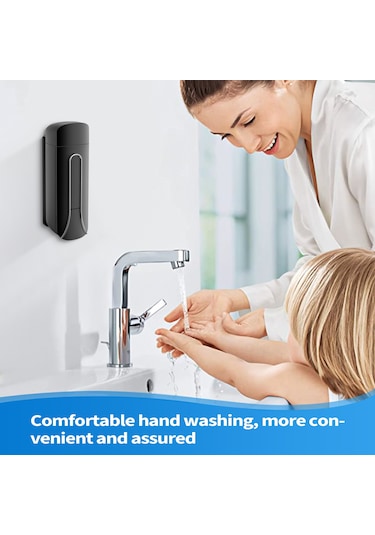 Xurunkeji 2 Adet Duvara Monte Banyo Plastik Sıvı Sabunluk 350 Ml Duş Jeli Deterjan Şampuan Şişesi Mutfak Otel İçin Siyah