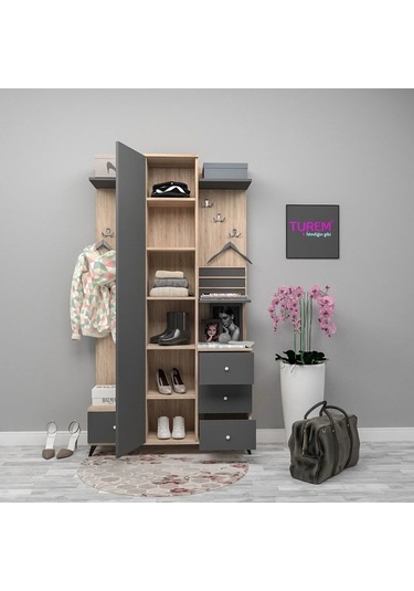 Grey Portmanto Mdf Antrasit