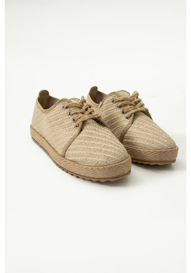 Gabriella Hasır Bağcık Detaylı Kadın Espadril Sneaker Bej