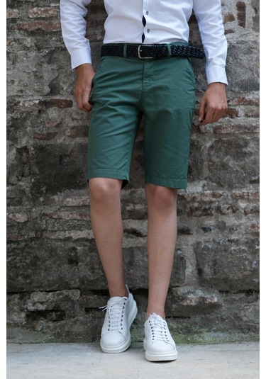 Gabardin Kumaş Bitik Desenli Pamuklu Regular Fit Chino Yan Cep Erkek Şort 001