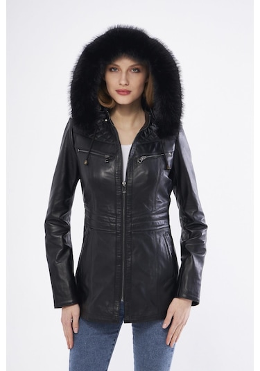 Derinss Dka2332 Hakiki Deri Kadın Siyah Mont 001