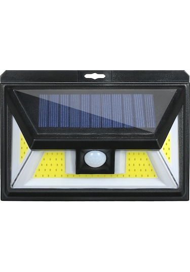 Suofeng Güneş Enerjili Cob Led Hareket Sensörlü Aydınlatma - Ip65 Su Geçirmez Dış Mekan Duvar Lambası Gümüş