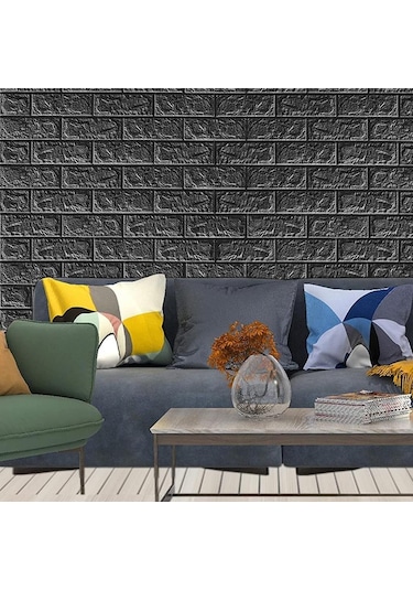 Nw06 Parlak Siyah Kendinden Yapışkanlı 3D Dekoratif Duvar Paneli (469443363)