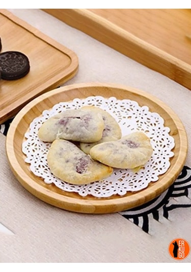 6'lı Bambu Yuvarlak Sunum Tabağı, Servis Tabağı, 20x20 Cm