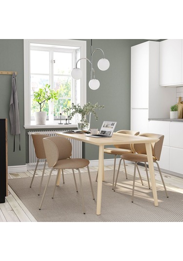 Mutfak Masası Takımı, Dişbudak Kaplama-tonerud Koyu Bej, 4 Sandalyeli Abanoz