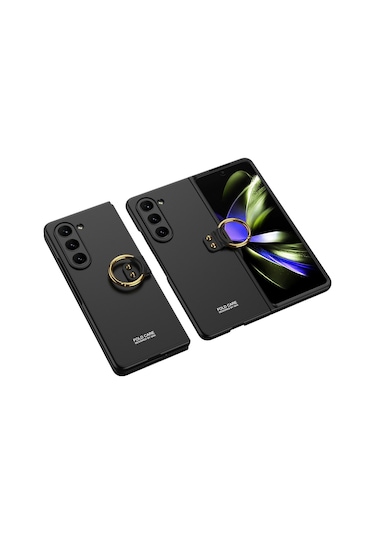 Galaxy Z Fold 5 Kılıf Zore Kıpta Yüzüklü Flip Sert Kılıf