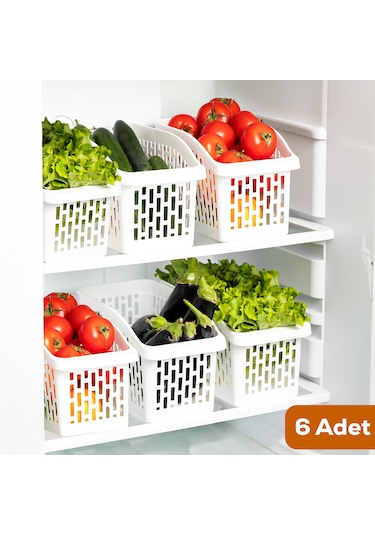 Porsima Org-23 6lı Çok Amaçlı Plastik Dolap Içi Düzenleyici Saklama Kutusu Organizer Sepet - Beyaz Beyaz