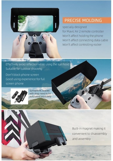 Dji Mavic Air 2 Cep Telefonu Gölgelik Manyetik Katlanır Güneşlik