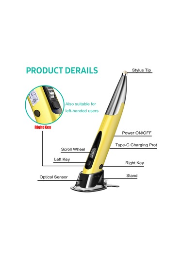 Maiyame 2.4ghz Kablosuz Şarj Edilebilir Optik Kalem - Solak Ve Sağlak Kullanıma Uygun, 1600 Dpı, 10m Menzil, 4 Tuşlu Optik