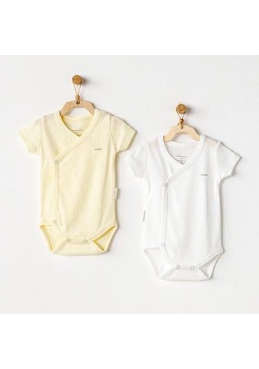 Andywawa Bebek Body 2 Parça Short Sleeve Body Jacquard Basic Ac25554 Sarı-beyaz Sarı - Beyaz