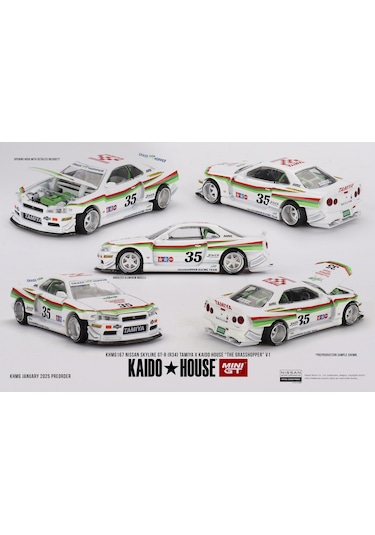 Mini Gt X Kaido //167 1/64 Nissan Skyline Gt-r R34 Tamıya X Kaıdo House "the Grasshopper" V1