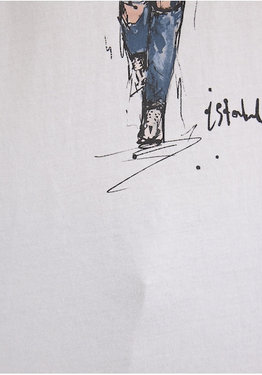 Mavi - Denim Baskılı Beyaz Istanbul Tişört 1610222-620 Beyaz