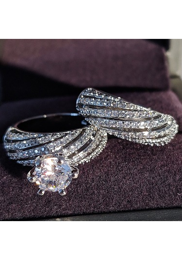 Women Vintage Diamond Wedding Ring, Size:8 Çok Renkli