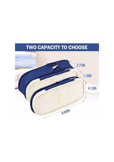 Genişletilebilir Büyük Kapasiteli Okul Ve Ofis Kalem Kutusu - Pratik Ve Dayanıklı Çok Bölmeli Kalemlik Lacivert