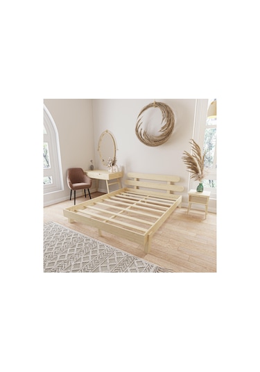 Damla Model Doğal Çam Ahşap Karyola-17 90 x 190