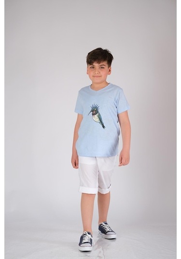 Kısa Kol Pamuk Tişört Mavi Punky Animals 2022-B-0003